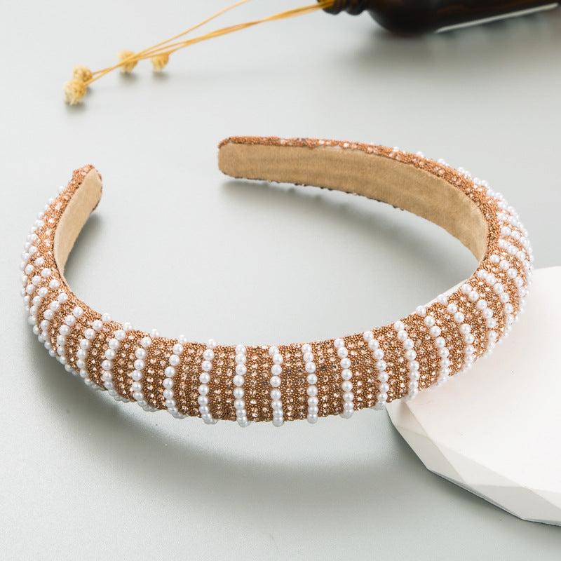 New Full Diamond Headband Pearl Rhinestone Fashion Headband Versatile Hair Accessories For Going Out