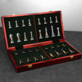 Solid wood folding chessboard imitation jade chess pieces Western chess retro European ornaments
