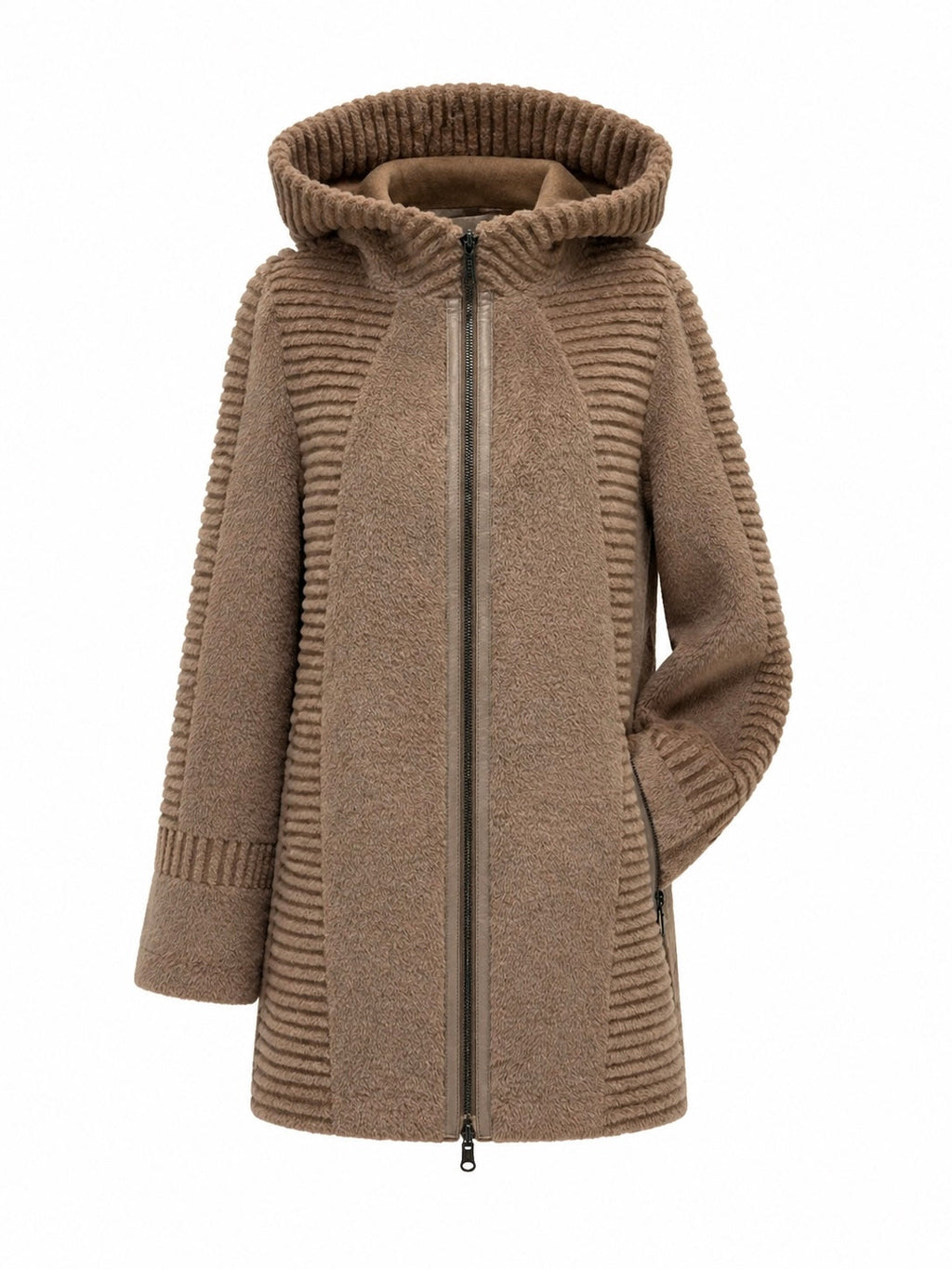 ⇆ Reversible Faux Fur & Suede Jacket with Hood