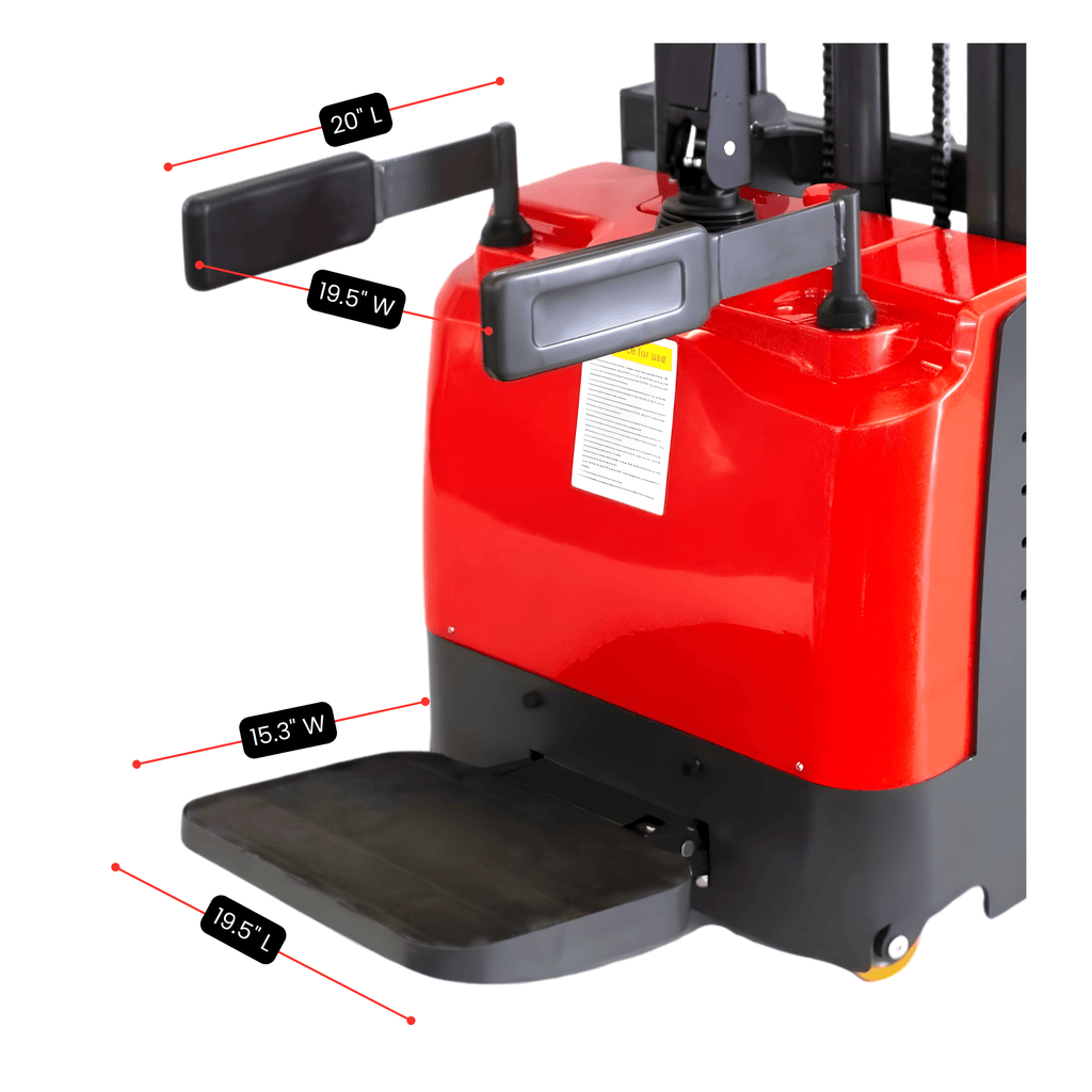 PS3300FEAS-3M Full-Electric Straddle Pallet Stacker – 3,300 lb Capacity, 118" Lift, Adjustable Legs