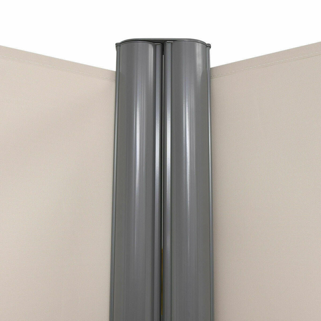 237 x 71 Inch Patio Retractable Double Folding Side Awning Screen Divider