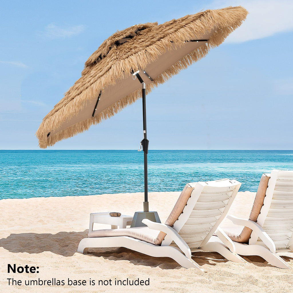 9 Feet Solar Powered Thatched Tiki Patio Umbrella with Led Lights.