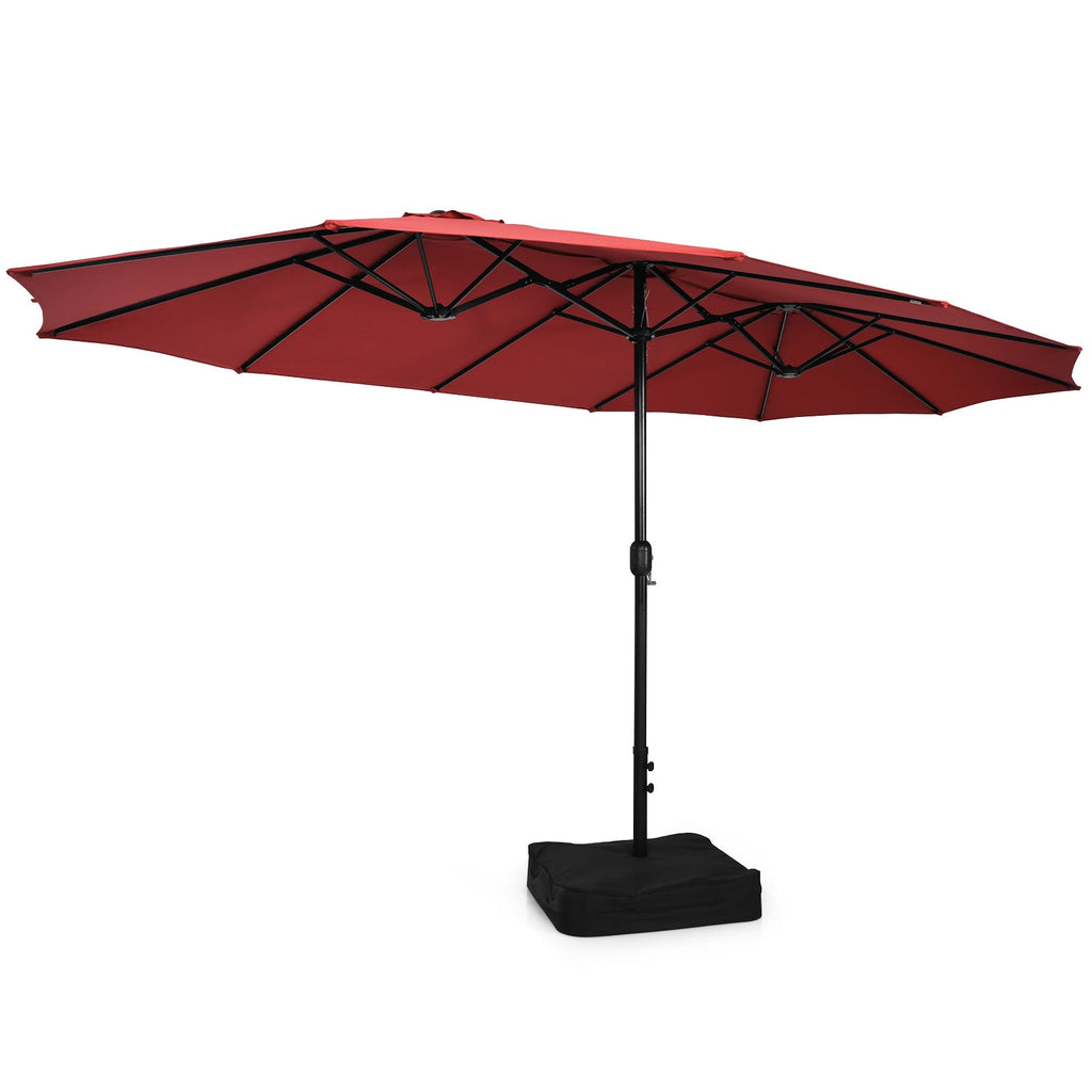 10 Piece Outdoor Dining Set with 15 Feet Double-Sided Twin Patio Umbrella