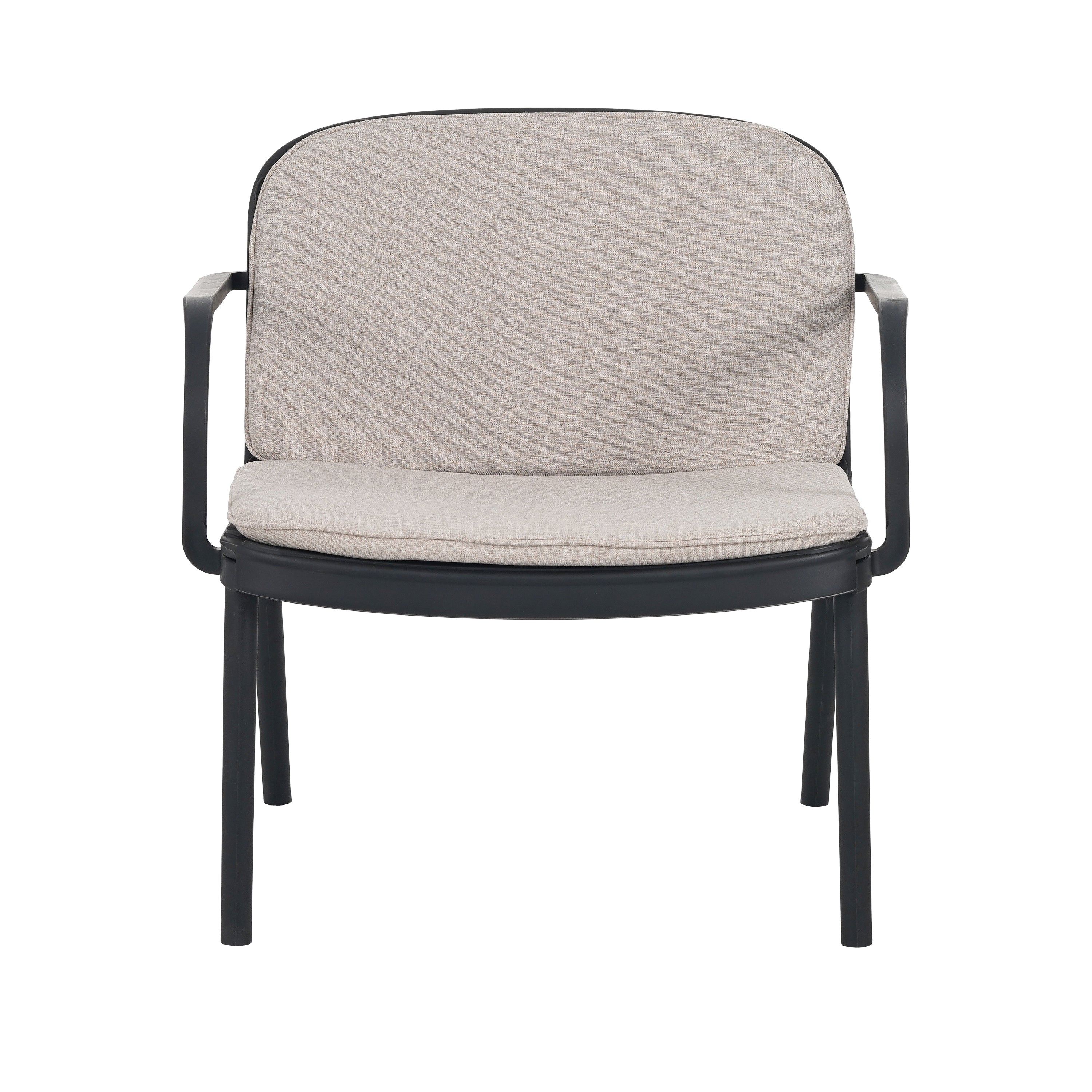Outdoor Chat Set Polypropylene Black Beige Cushion 3 Piece Loveseat