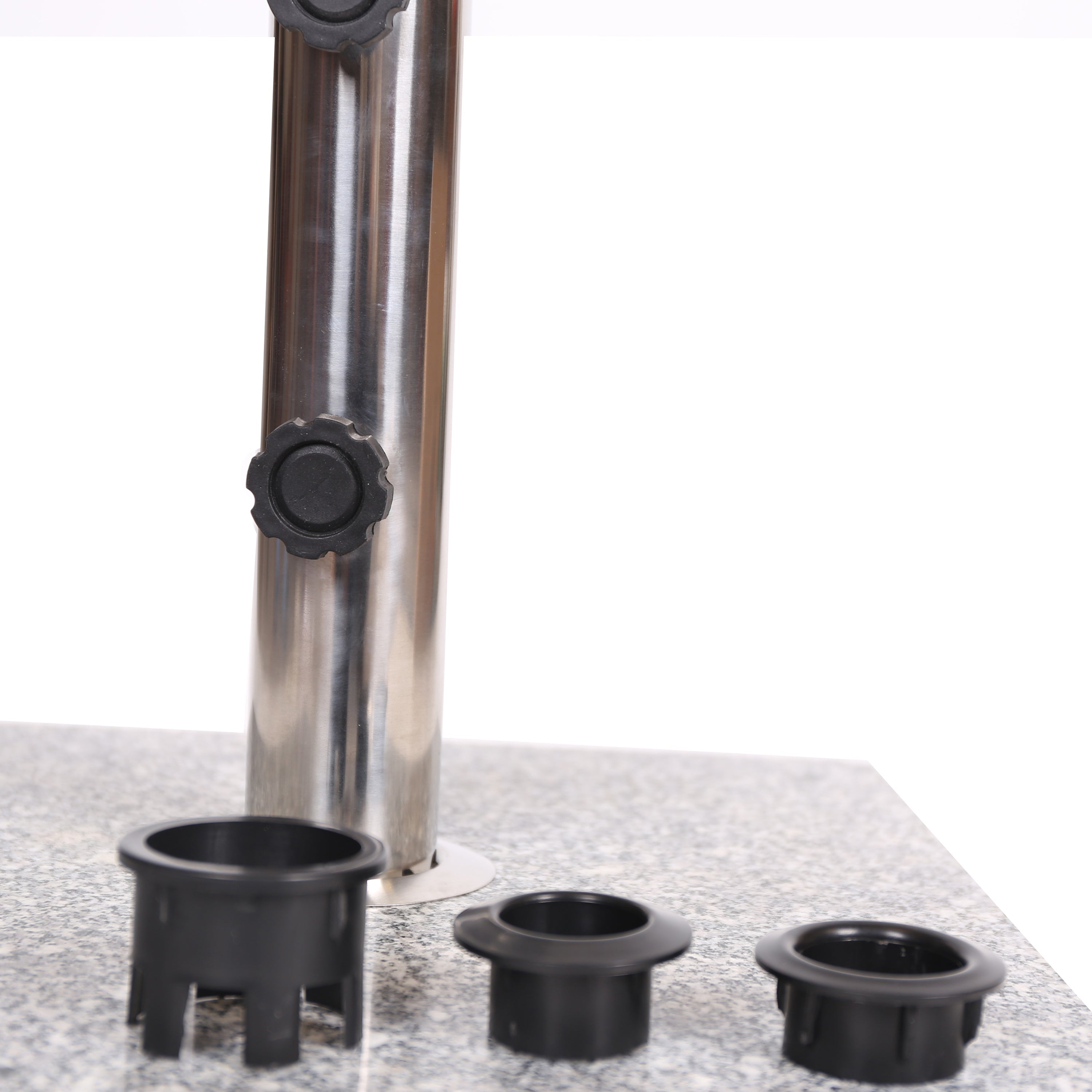 Patio Umbrella Base Square Granite Stainless Steel Gray 55 LB 15.75 In