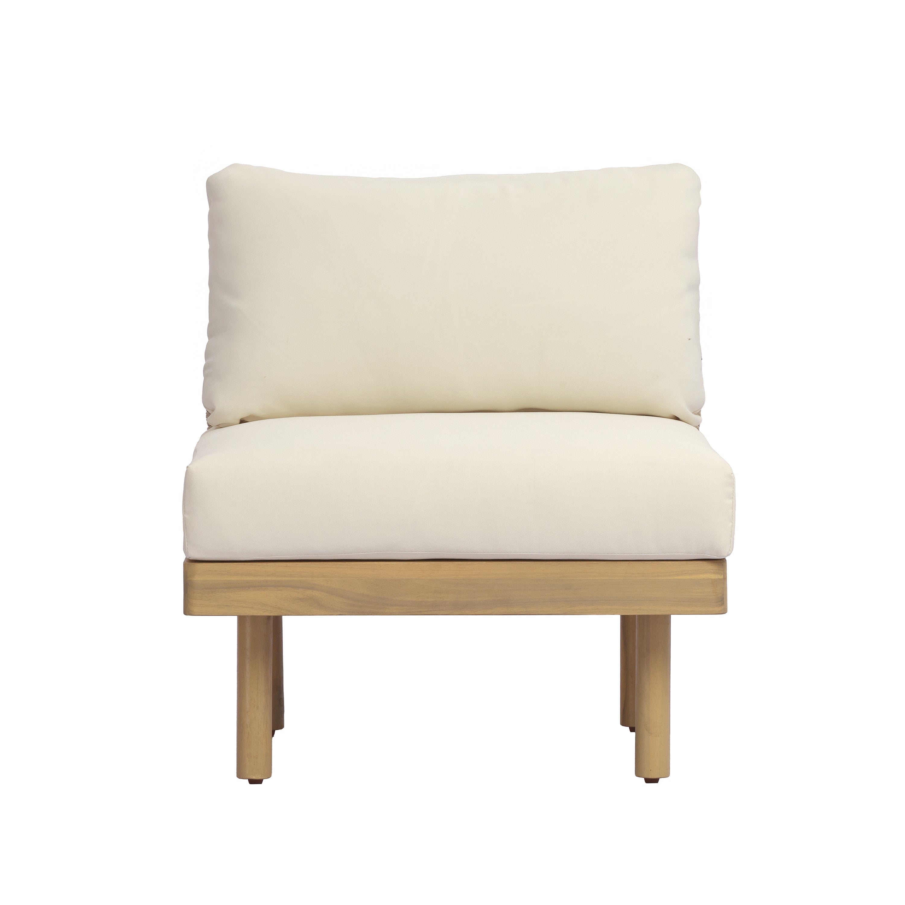 Outdoor Sectional Set Acacia Wood Rope Cream Beige Cushion 7 Piece Seats 6