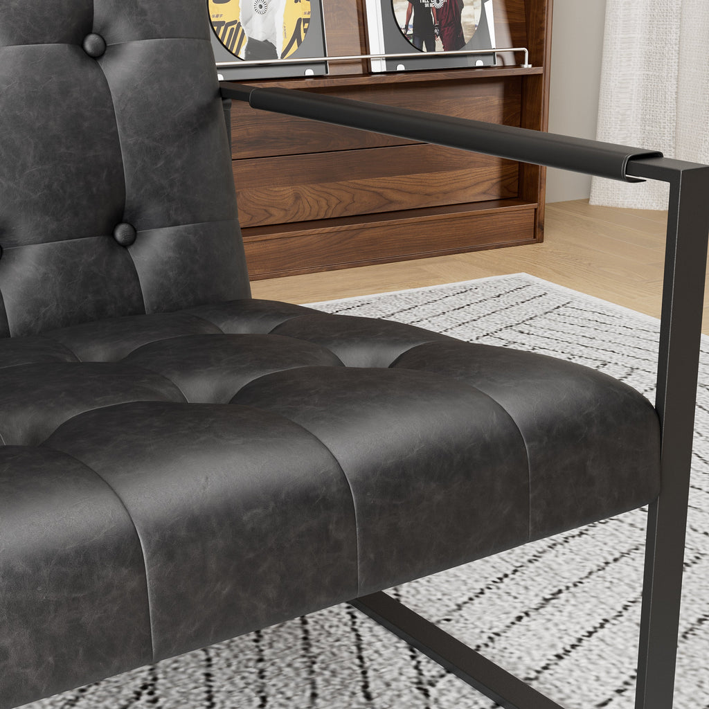 Office Chair Modern Metal Black Upholstered Pull-Out Backrest 46x25x28 in
