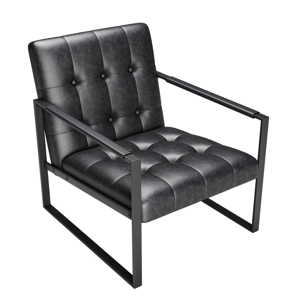 Office Chair Modern Metal Black Upholstered Pull-Out Backrest 46x25x28 in