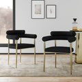 Dining Chairs (Set of 2), Mid-Century Modern Dining Chairs, Kitchen Dining Room Chairs, Round Boucle Backrest Sherpa Dining Chair With Brushed Metal Legs