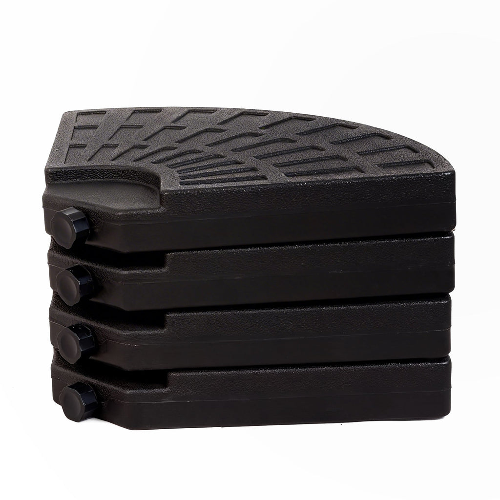 Patio Umbrella Base Fillable Black HDPE 4 Piece 220 LB Water or Sand