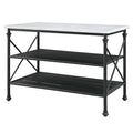 Brahm - Kitchen Island - White Marble Top & Gray
