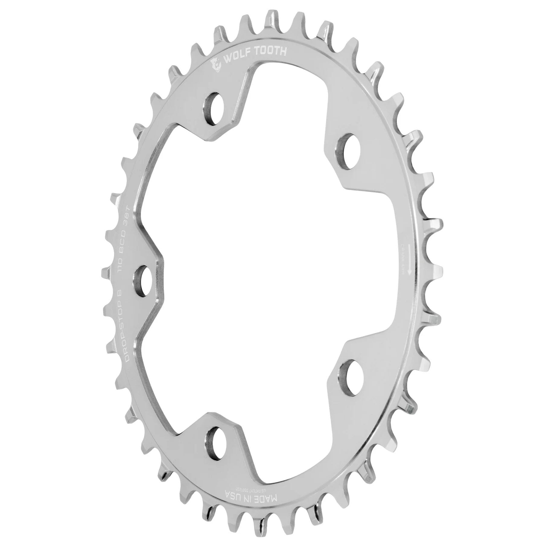 Wolf Tooth 110 BCD Cyclocross Road Chainring - 42t 110 BCD 5-Bolt Drop-Stop B Raw Silver