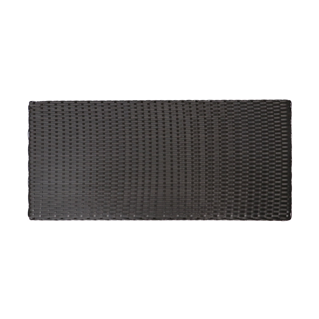 Outdoor Coffee Table Wicker Steel Brown Round 39in