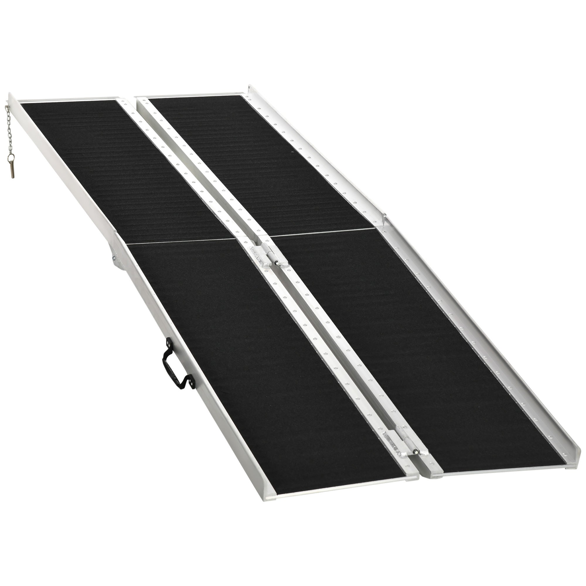 Wheelchair Ramp Aluminum 8 Ft Folding Non-Slip Side Rails 594 LB Portable