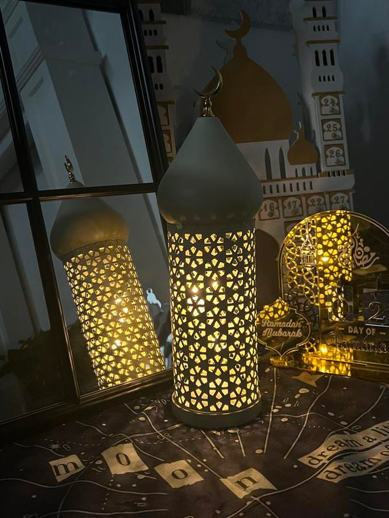 Metal Light Transparent Glass Moroccan Style Hanging Lanterns Creative Wedding Home Tabletop Decoration Birdcage Lantern Candle Holders for Ramadan Decorations,Small 3.86In X 12.4In