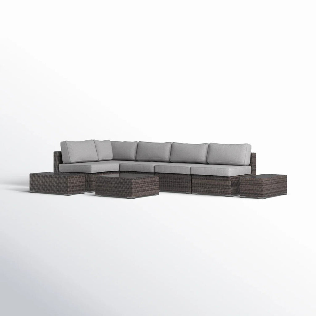 Outdoor Sectional Set HDPE Wicker Espresso 8 Piece Seats 4