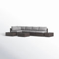 Outdoor Sectional Set HDPE Wicker Espresso 8 Piece Seats 4
