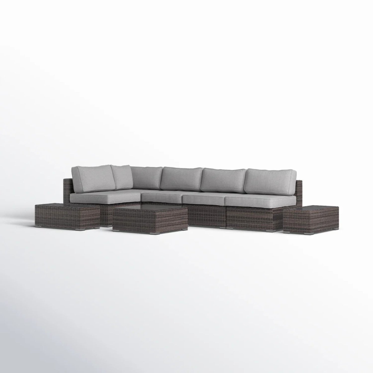 Outdoor Sectional Set HDPE Wicker Espresso 8 Piece Seats 4