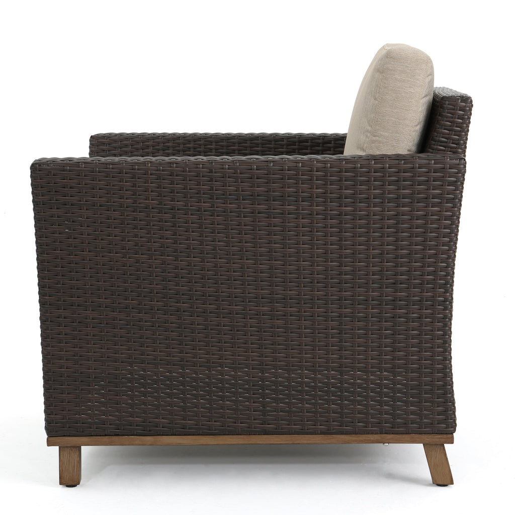 Club Chair PE Rattan Iron Brown Modern Outdoor