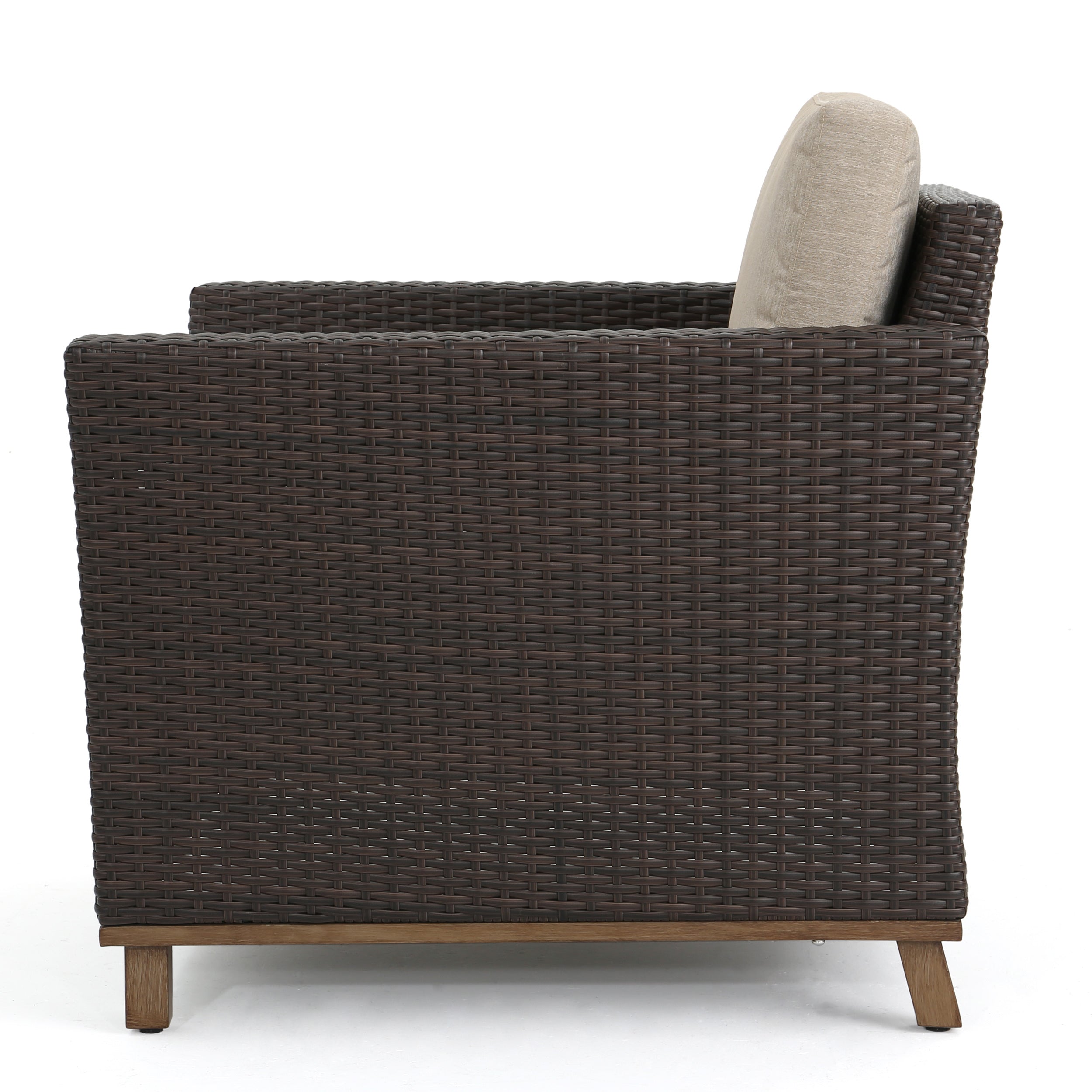 Club Chair PE Rattan Iron Brown Modern Outdoor