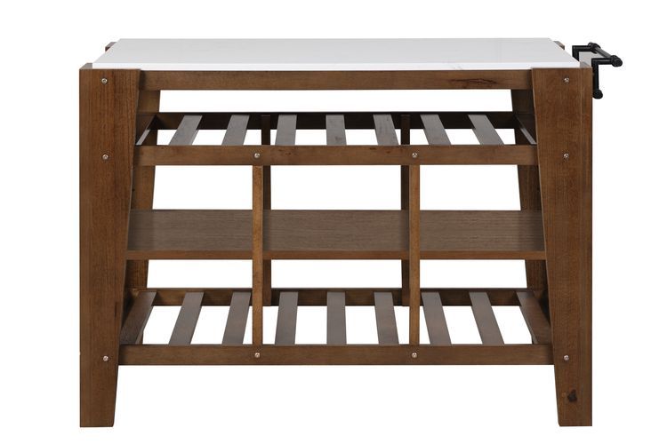 Alaroa - Kitchen Island - Marble Top & Rustic Brown