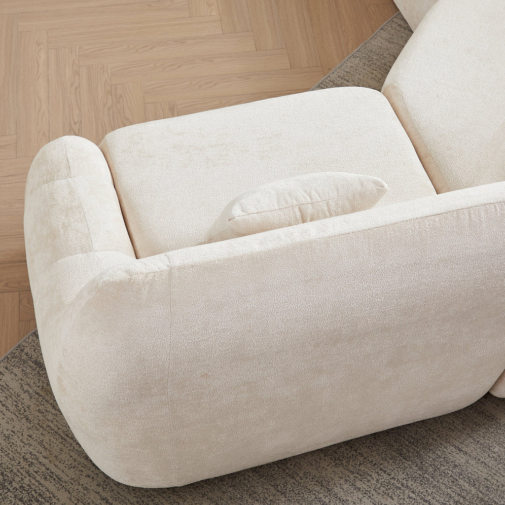 Sectional Sofa Curved Modular Chenille Beige 4 Seat 900 LB No Assembly