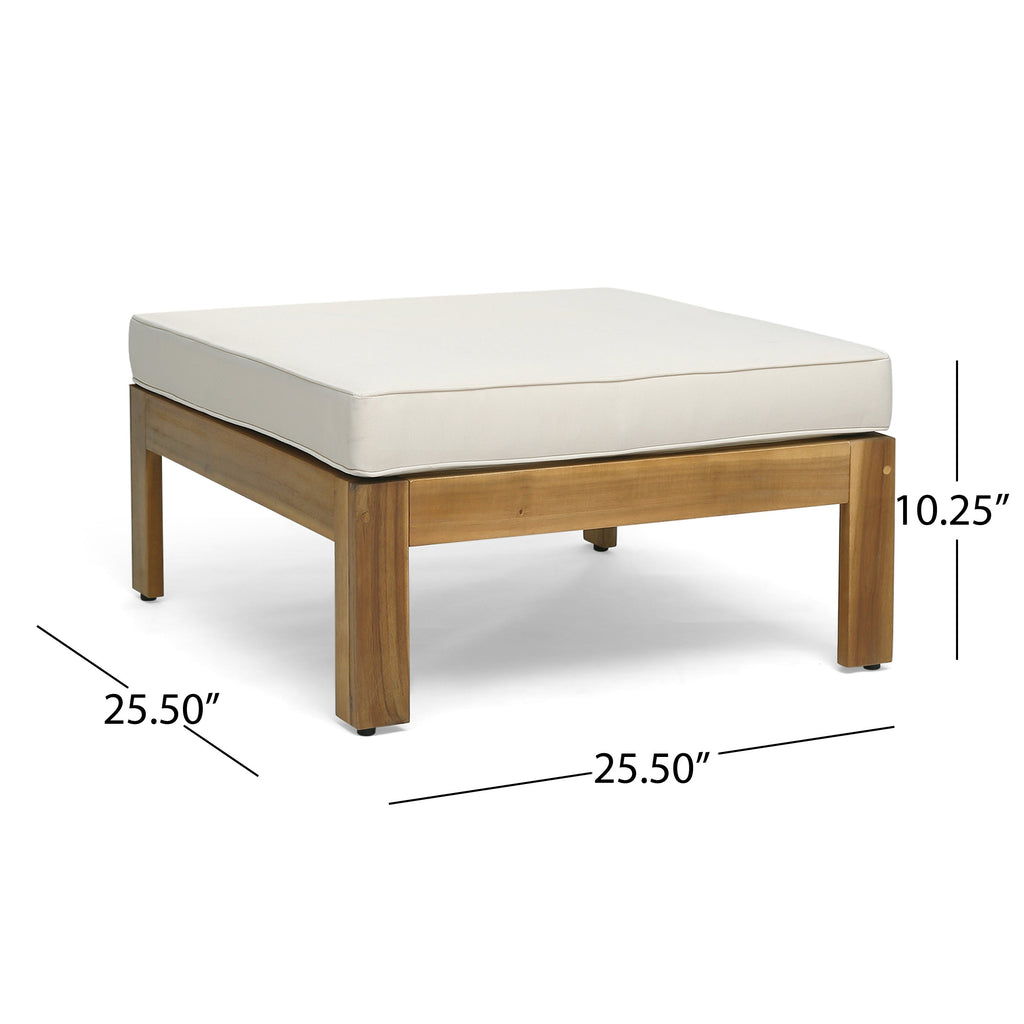 Outdoor Sectional Set Acacia Wood Beige 5 Piece L Shape Seats 4