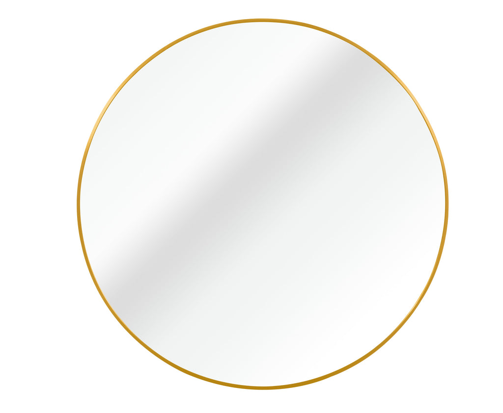 Wall Mirror Round Aluminum Frame Gold 30 In HD Glass Shatterproof Film
