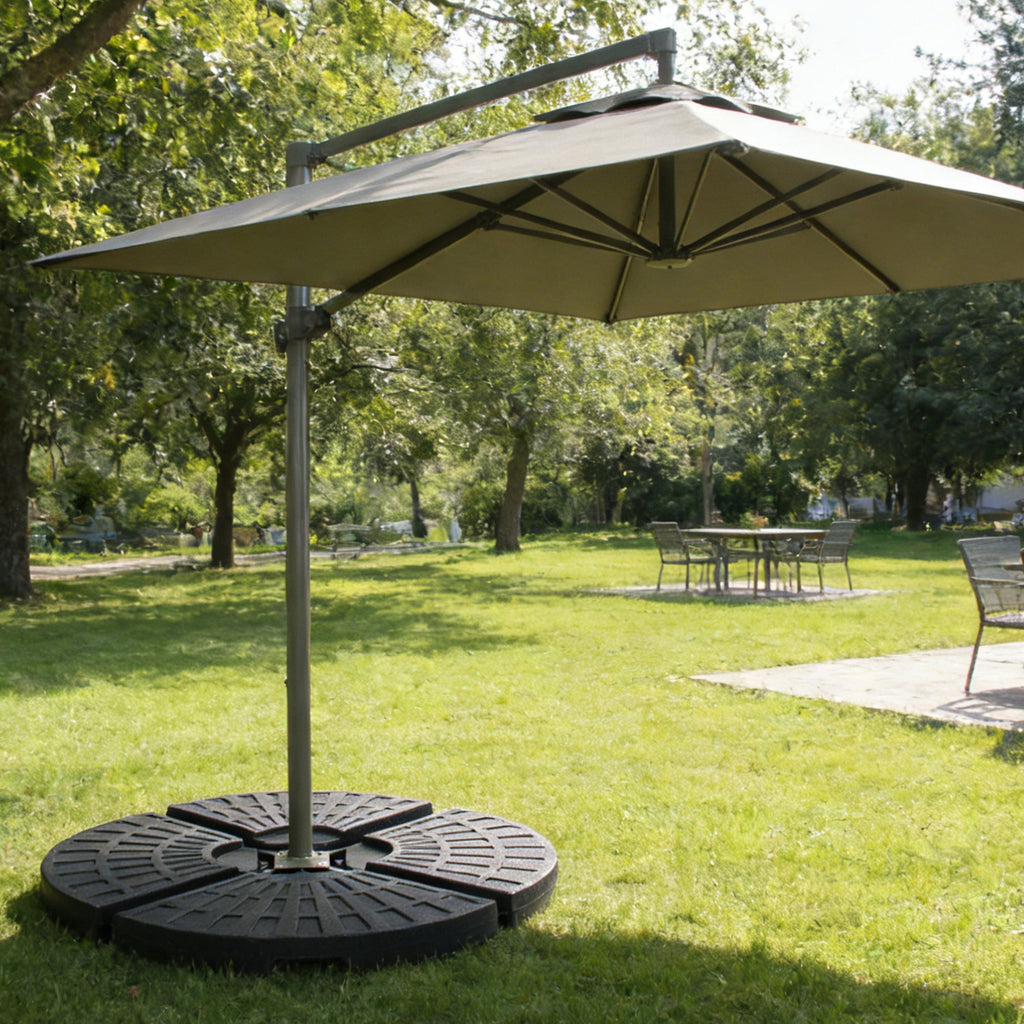 Patio Umbrella Base Fillable Black HDPE 4 Piece 220 LB Water or Sand