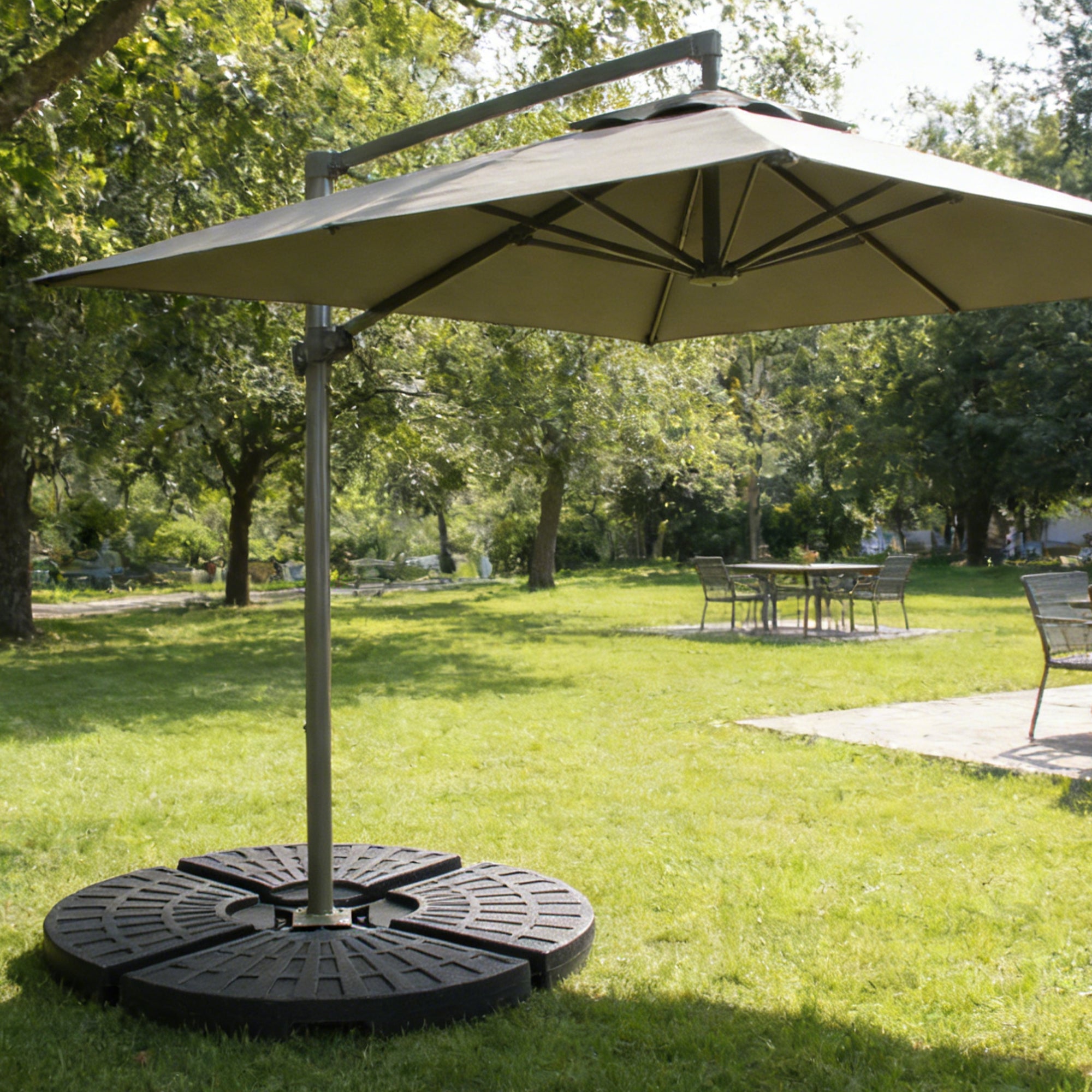 Patio Umbrella Base Fillable Black HDPE 4 Piece 220 LB Water or Sand