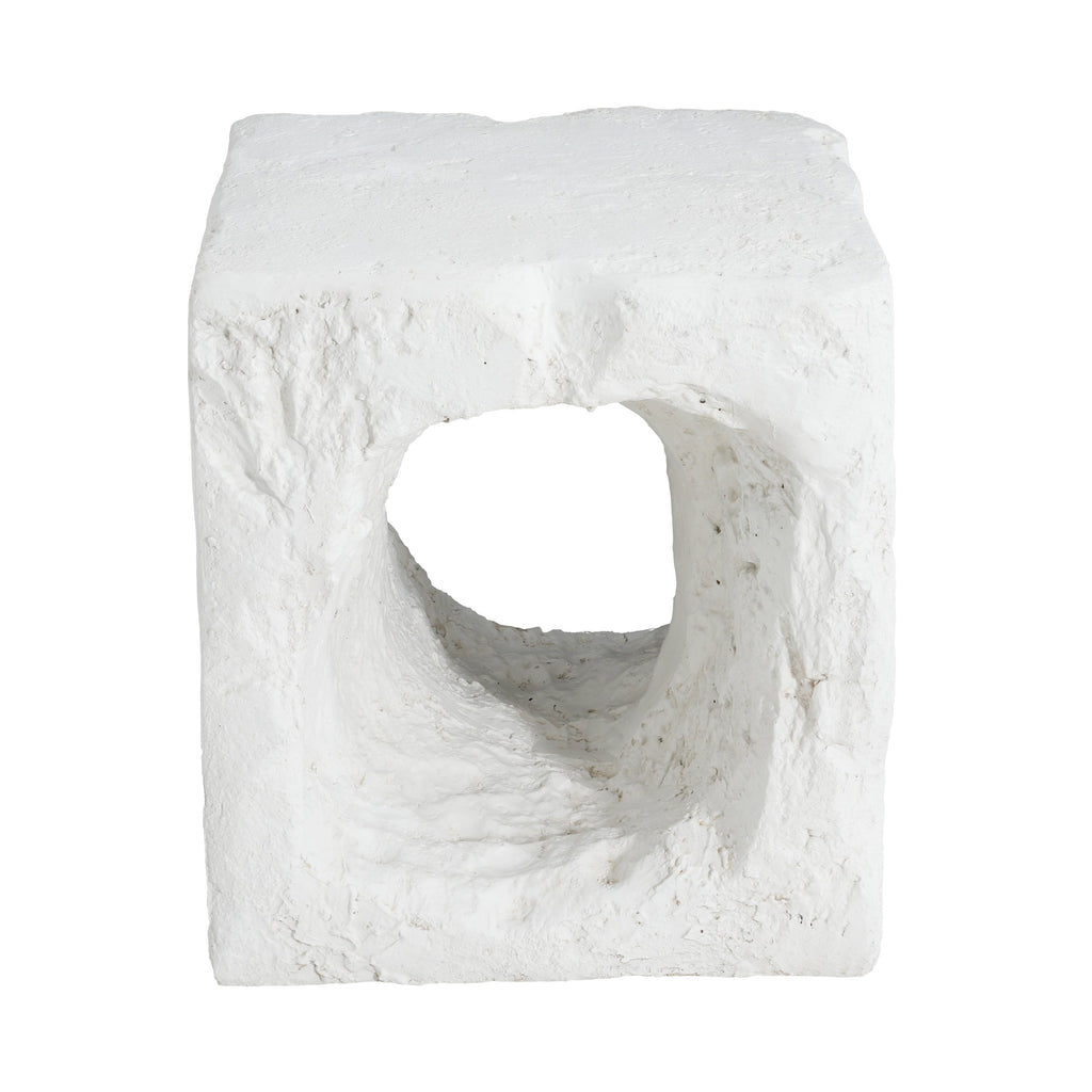 Outdoor Side Table Square MGO White Cave Texture 16.5x17.85in