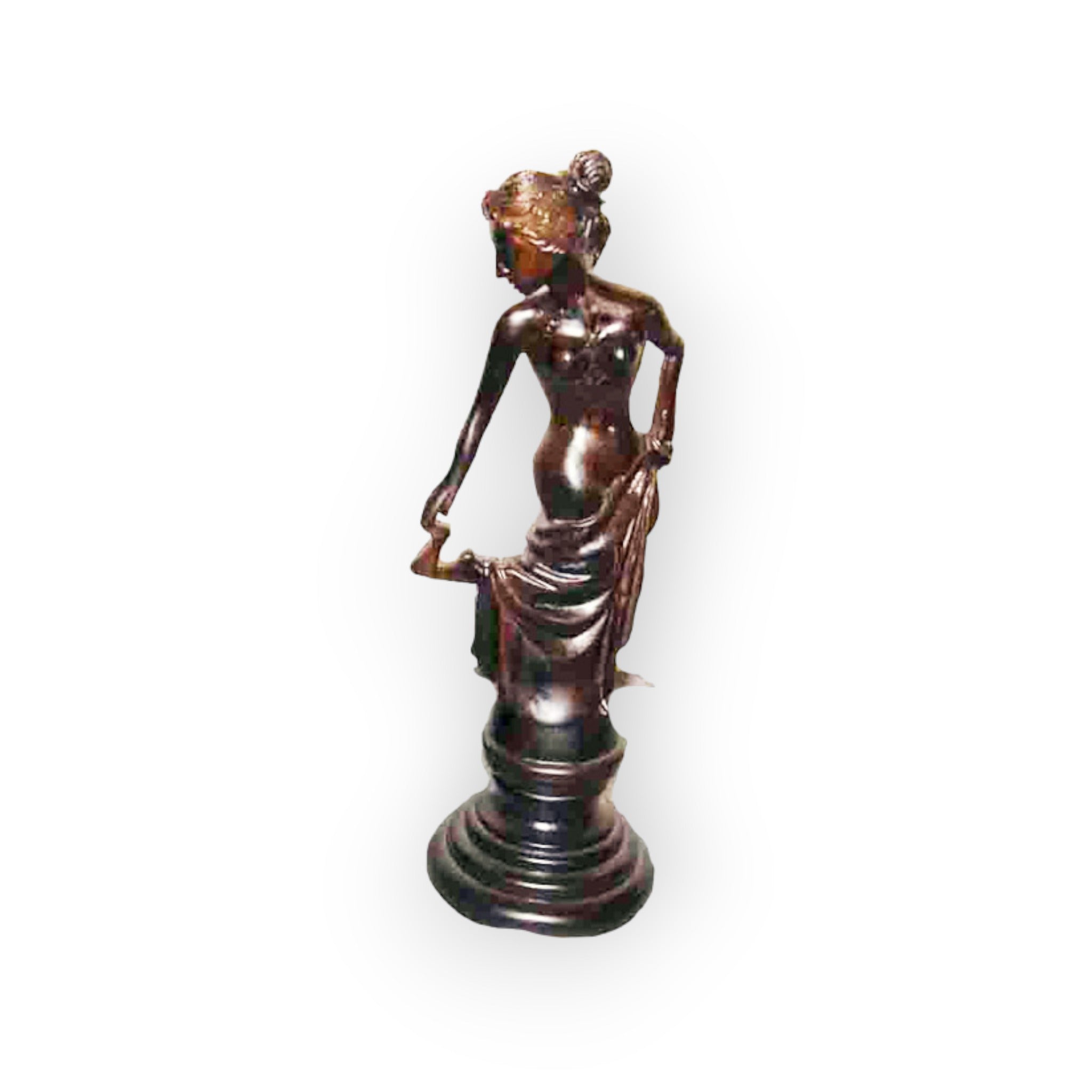 Lady Holding Toe Statue Asian Hardwood