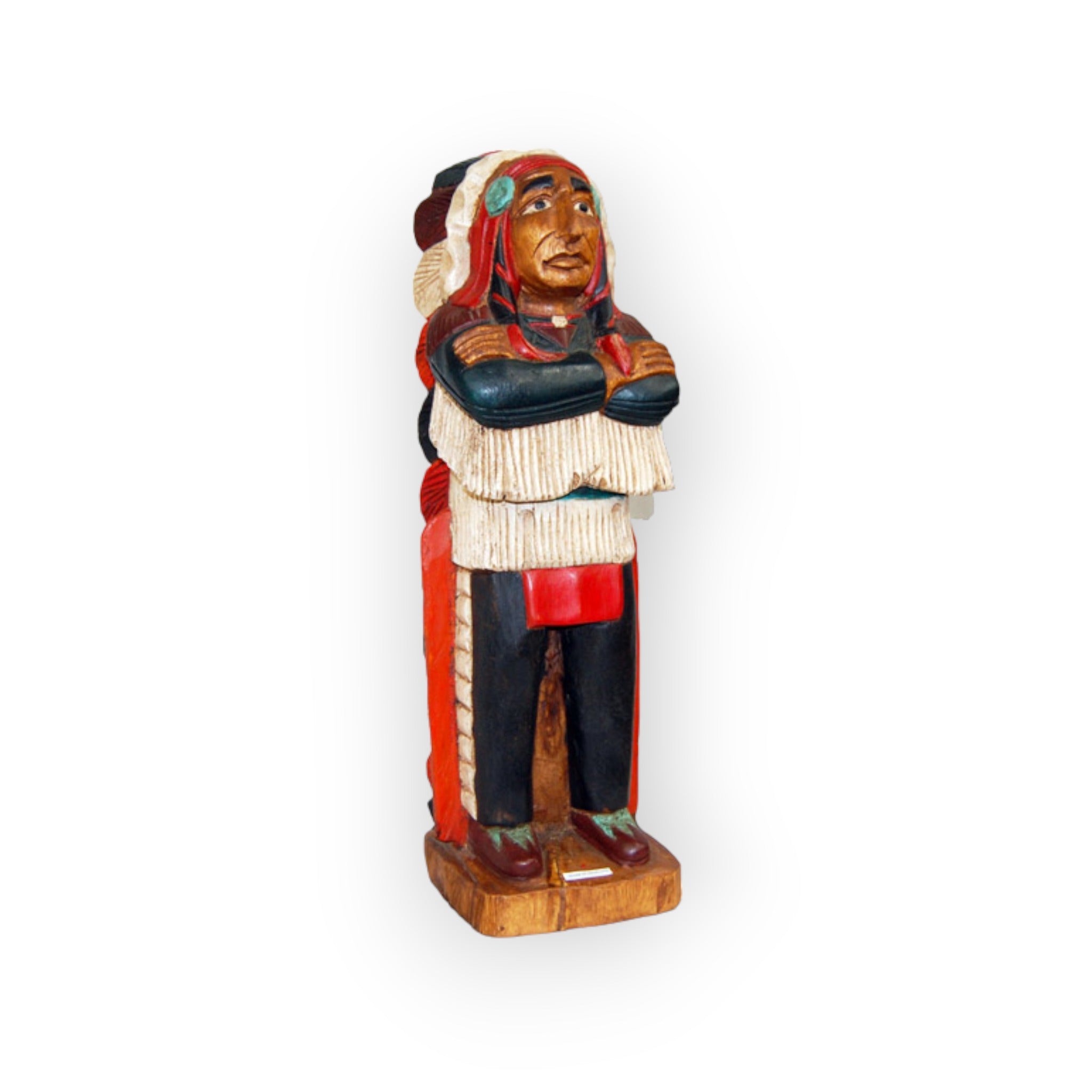 Hand Carved Native American Statue 40" Tall Solid Wood