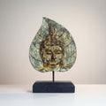 Tabletop or Shelf Décor Green Buddha Face on Leaf