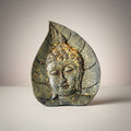 Wood Fiber Buddha Face on Leaf Green Accent