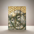 Face of Buddha Green & Gold Accents 3 Piece Wall Hanging 10" x 12"
