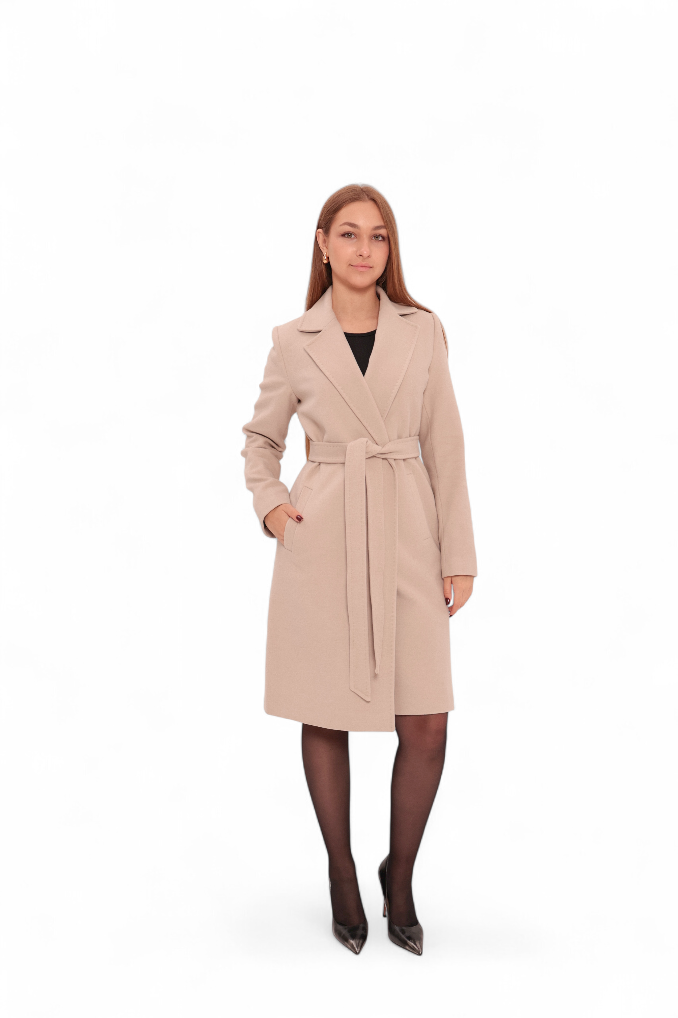 Windsor Classic Wraparound Cashmere Blend Overcoat in Beige
