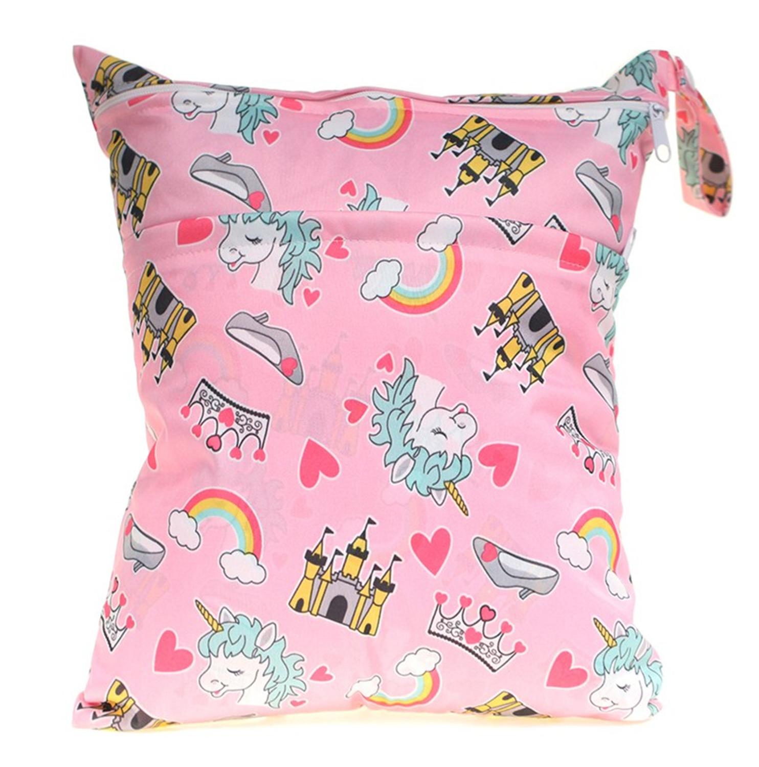 [Sigzagor]Wet Dry Bag With Two Zippered For Baby Diapers Nappies Waterproof Reusable 36cmx29cm