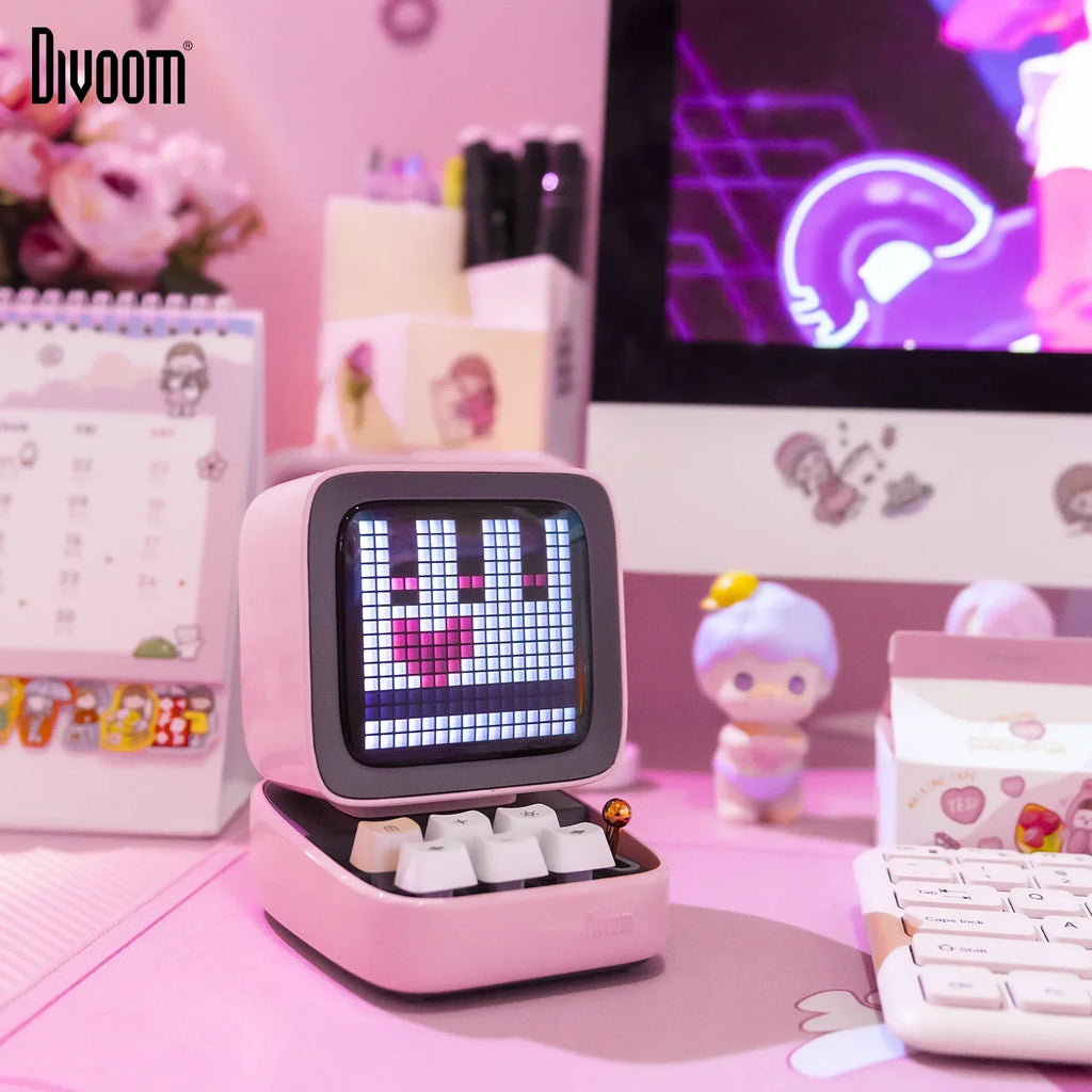 DecorBites™ Ditoo Pixel Art Game Bluetooth Speaker: 16X16 LED Display Board (Pink)
