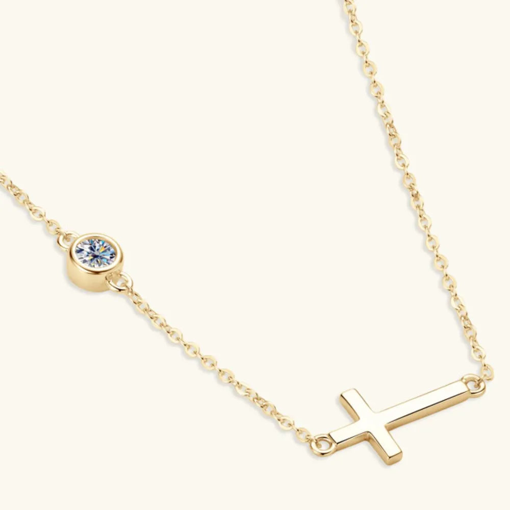 Cross 925 Sterling Silver Moissanite Necklace