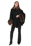 Genuine Polar Fox Fur Double Face Wool Poncho