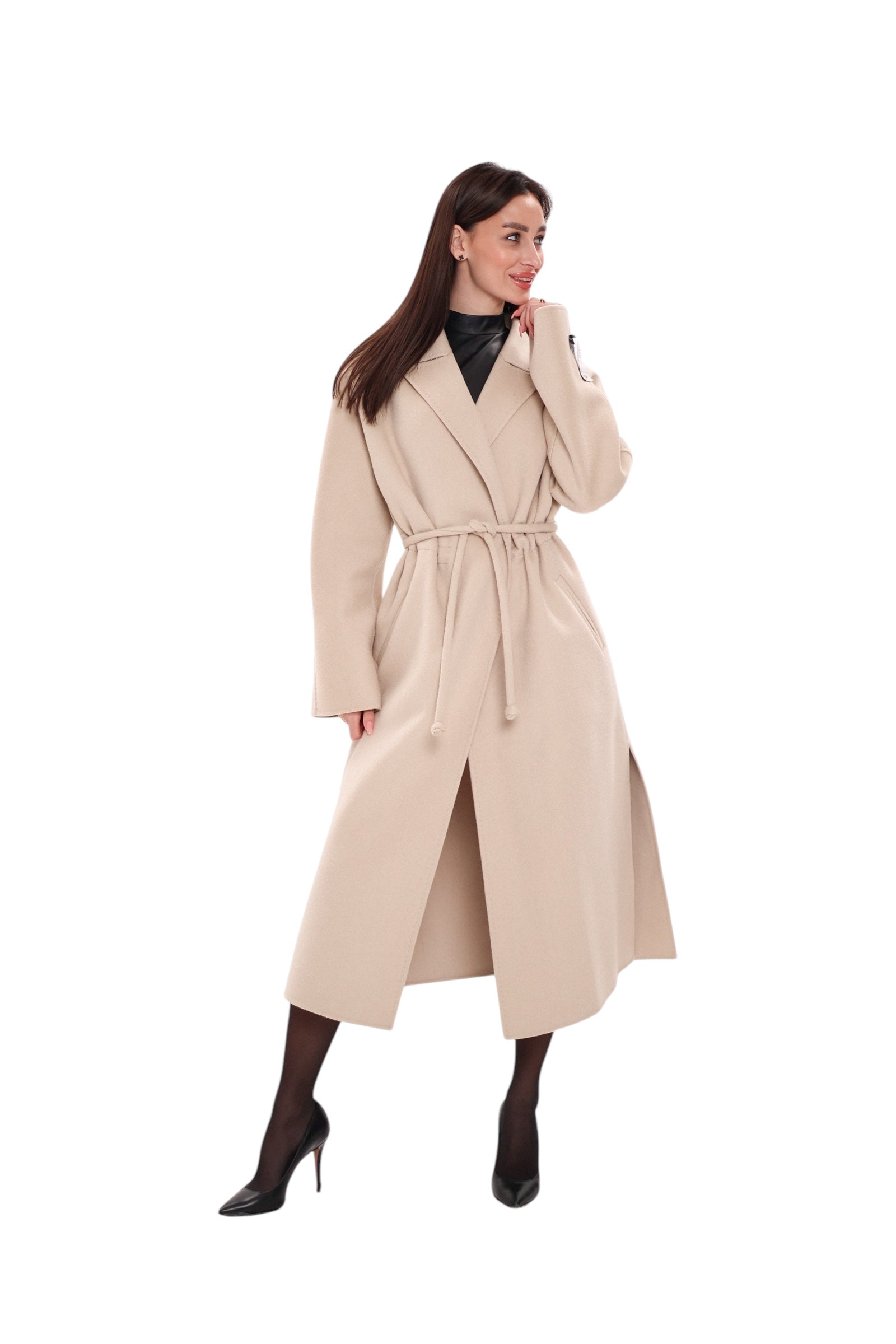 Margaret Premium Lana Wool Cashmere Coat in Royal Crème