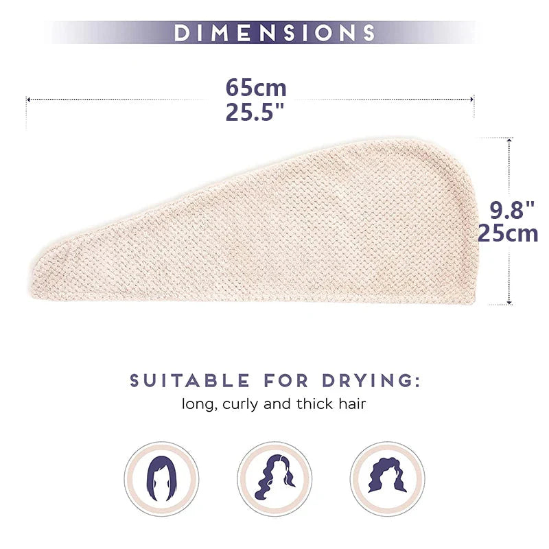 Absorbent Hair Towel Wrap – Quick-Dry Textured Cap for Women