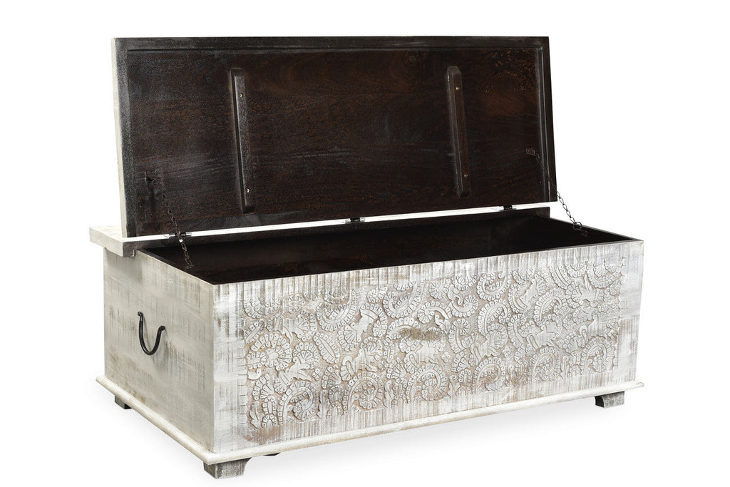 Timbergirl Reclaimed Wood Carved Panel Trunk Coffee Table