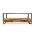 Industrial Reclaimed wood 3 Drawer TV stand with silver legs
