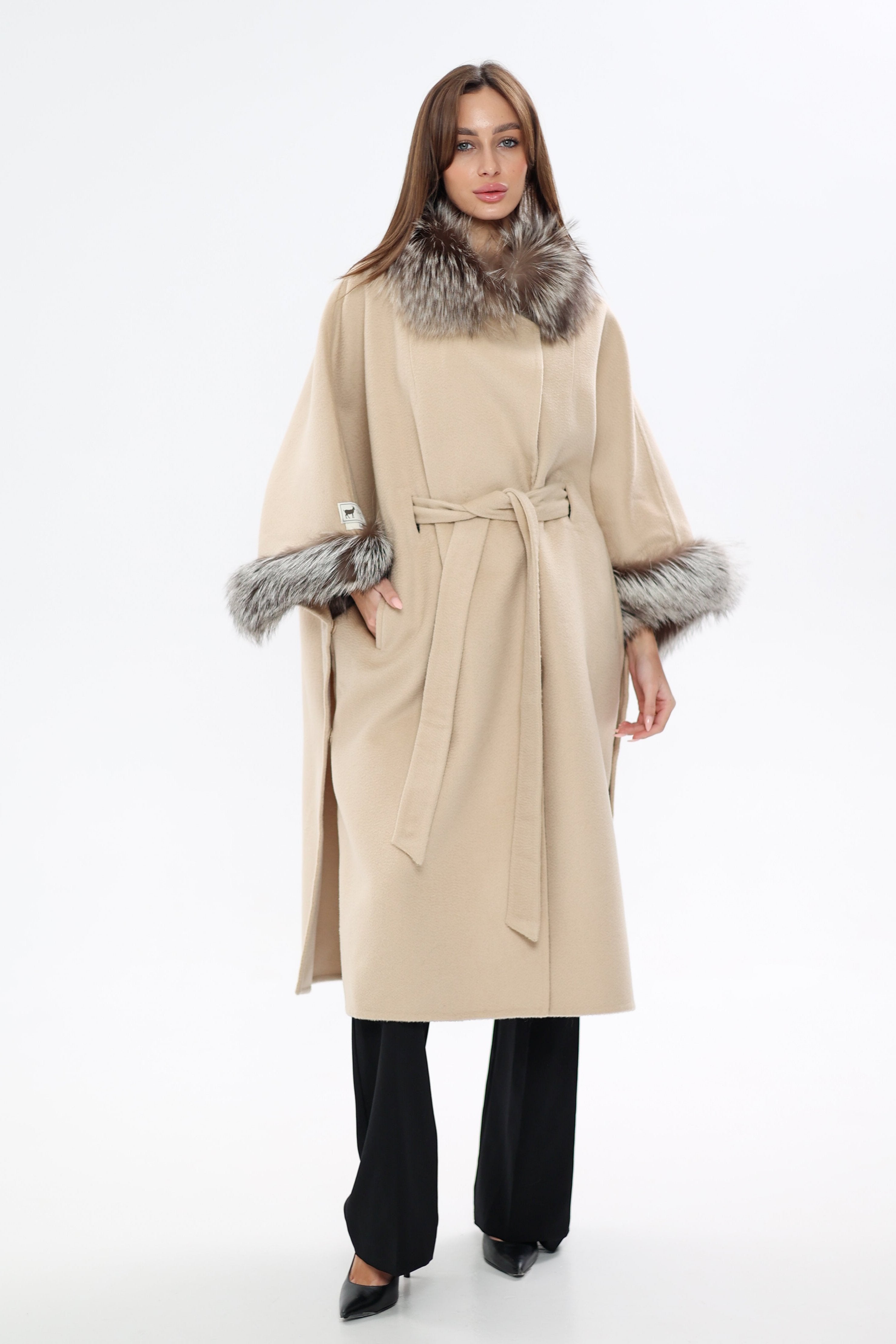 Saga®Furs Silver Fox Wool Alpaca Coat