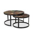 Delian Round coffee table with black legs- Set of 2