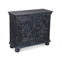 Luna Black Hand Carved 2 Door Accent Cabinet