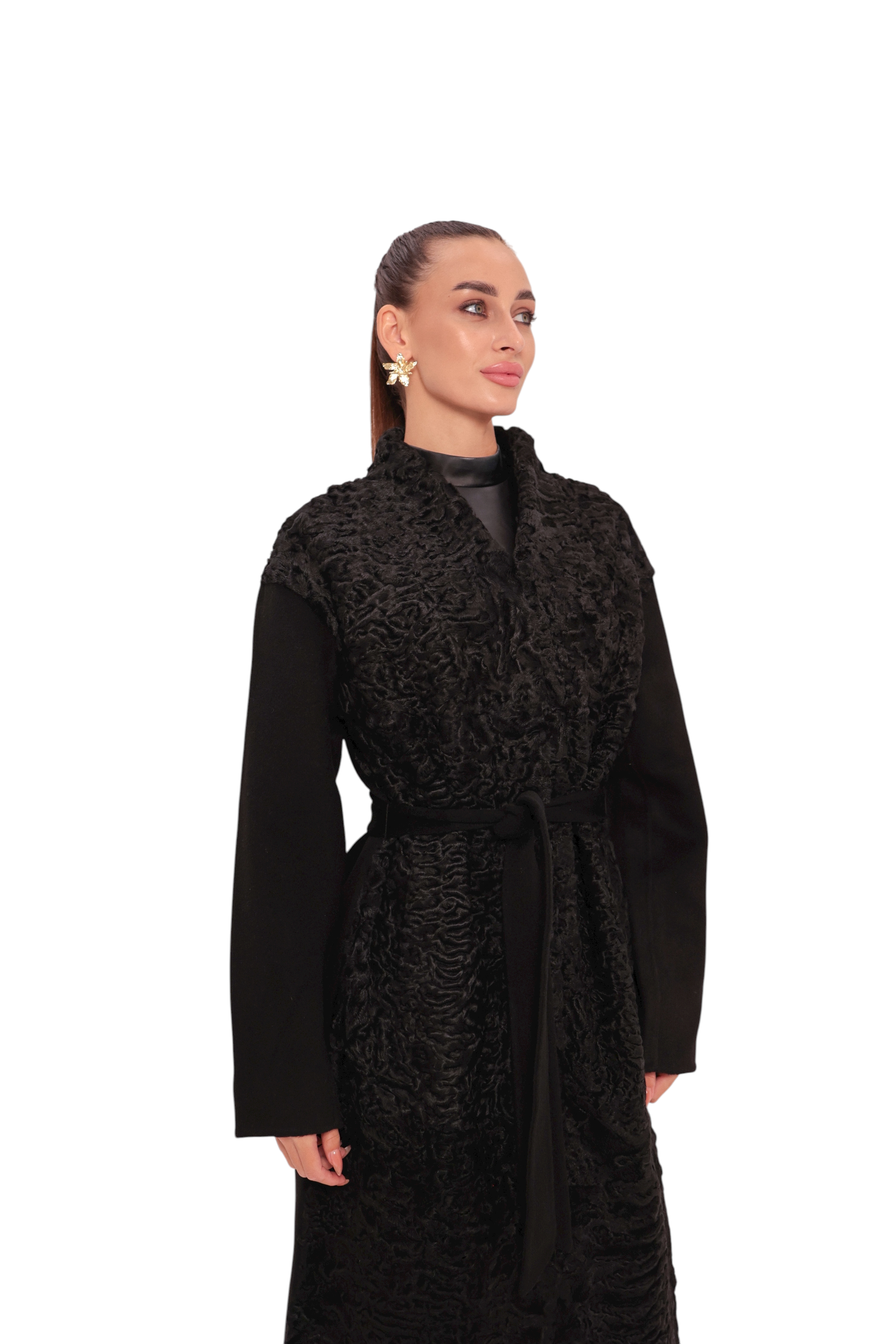 Noir Genuine Karakul Wool Overcoat