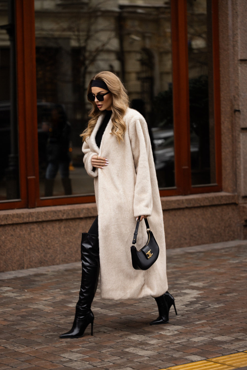 Sylvie Iconic Statement Fiber Coat in Ivory